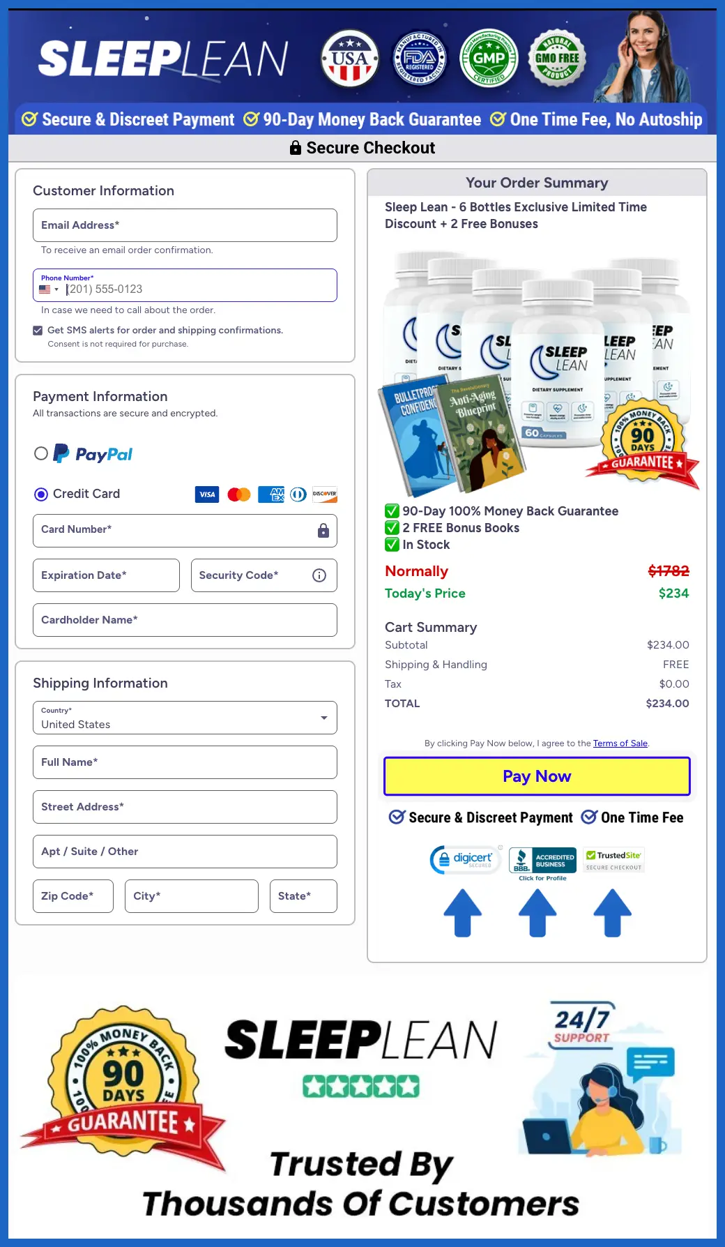 SleepLean Official Website Secure Order Page